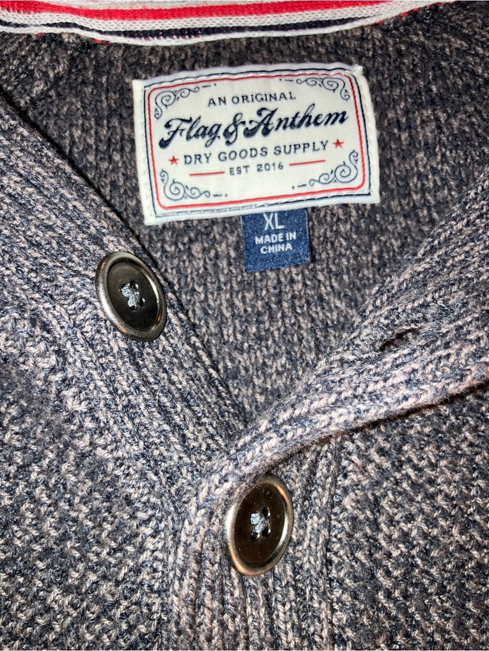 Flag & Anthem Men's Charcoal Button-Front Knit Cardigan